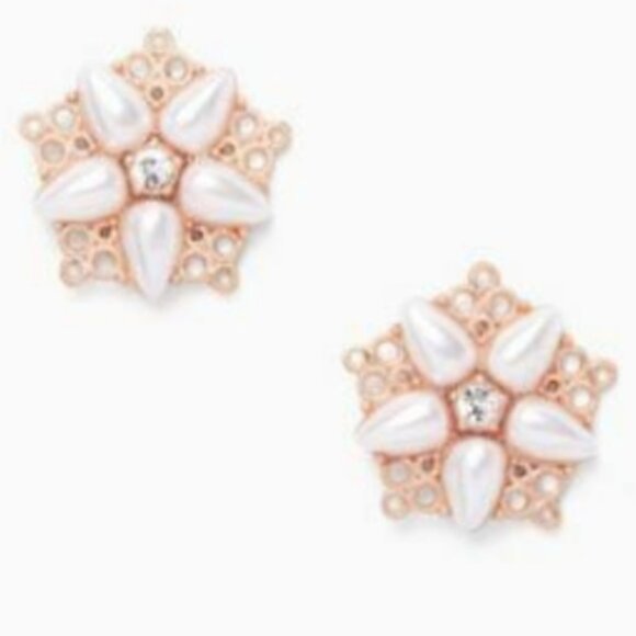 EUC - Kate Spade Chantilly Charm Stud Earrings Rose Gold - Picture 1 of 12